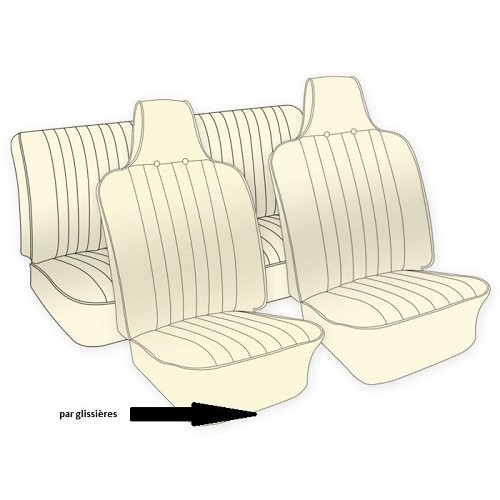  Housses de siège TMI en vinyle gaufré pour Volkswagen Coccinelle cabriolet 70 ->72 (USA) - VK431325G 