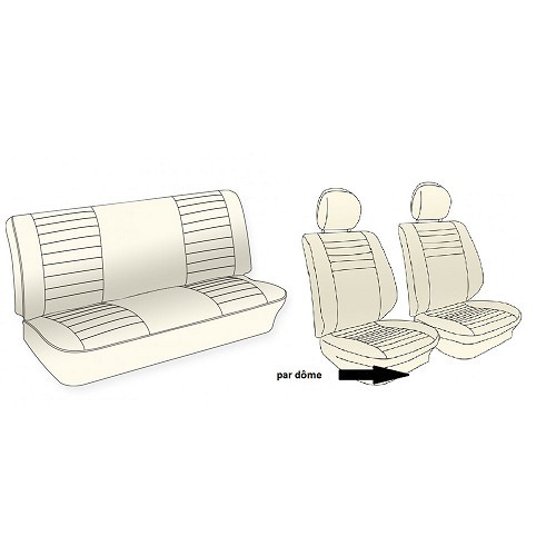  Housses de siège TMI en vinyle lisse pour Coccinelle Cabriolet 77 ->79 - VK431328L 