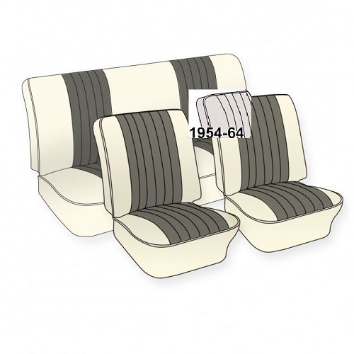  Housses de sièges TMI 2 tons couleurs & texture au choix pour Volkswagen Coccinelle cabriolet 54 ->55 - VK43133 