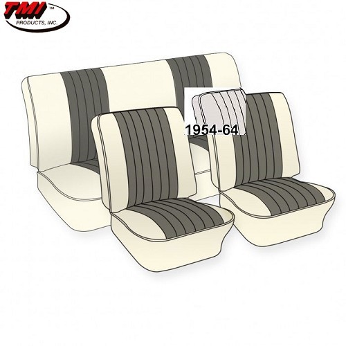  Housses de sièges TMI 2 tons couleurs & texture au choix pour Coccinelle cabriolet 56 ->64 - VK43138 
