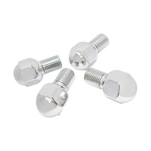 Tornillos de rueda cromados 14 x 1,5 x 20 mm Esféricos - 4 piezas