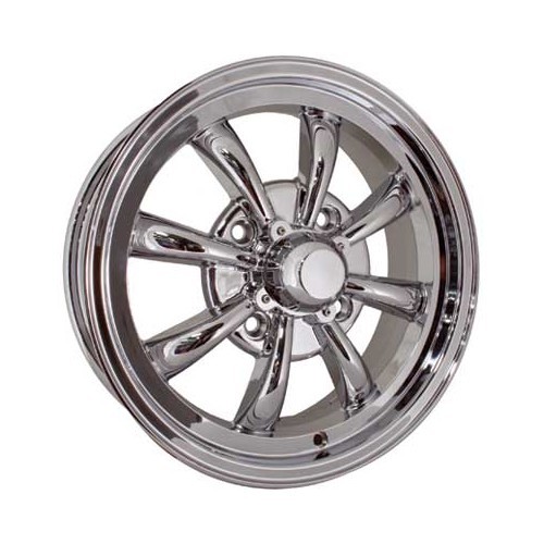  1 EMPI style chrome-plated rim, 8 arms, 4 x 130, 15" - VL37045 