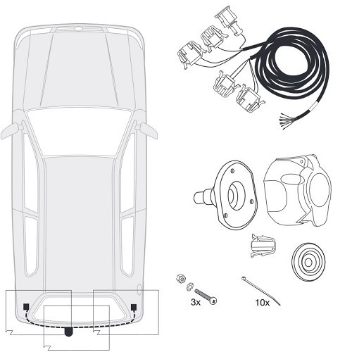 7-pin wiring for VOLKSWAGEN POLO 6N1 (10/1994 to 09/1999) - WD05249