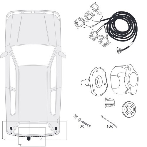 Faisceau 7 broches pour VOLKSWAGEN POLO 6N1 (10/1994 - 09/1999) - WD05249