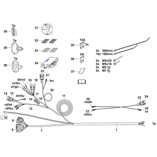 7-pin harness for FABIA 3 BERLINE from 08/2014 to the present - WD09089